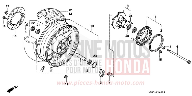 HINTERRAD von CB1000F "Big One" PEARL FADELESS WHITE (NH341K) von 1993